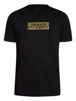 Armani Exchange Diagonal Logo Graphic T-Shirt - Black/Gold -Standout Store 57120f