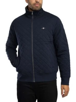 GANT Quilted Cord Collar Zip Jacket - Evening Blue