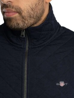 GANT Quilted Cord Collar Zip Jacket - Evening Blue -Standout Store 57191d