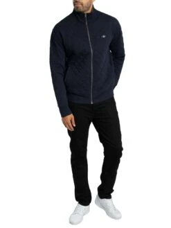 GANT Quilted Cord Collar Zip Jacket - Evening Blue -Standout Store 57191f