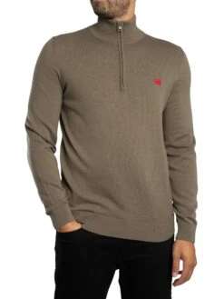 HUGO San Quintus Zip Knit - Medium Grey