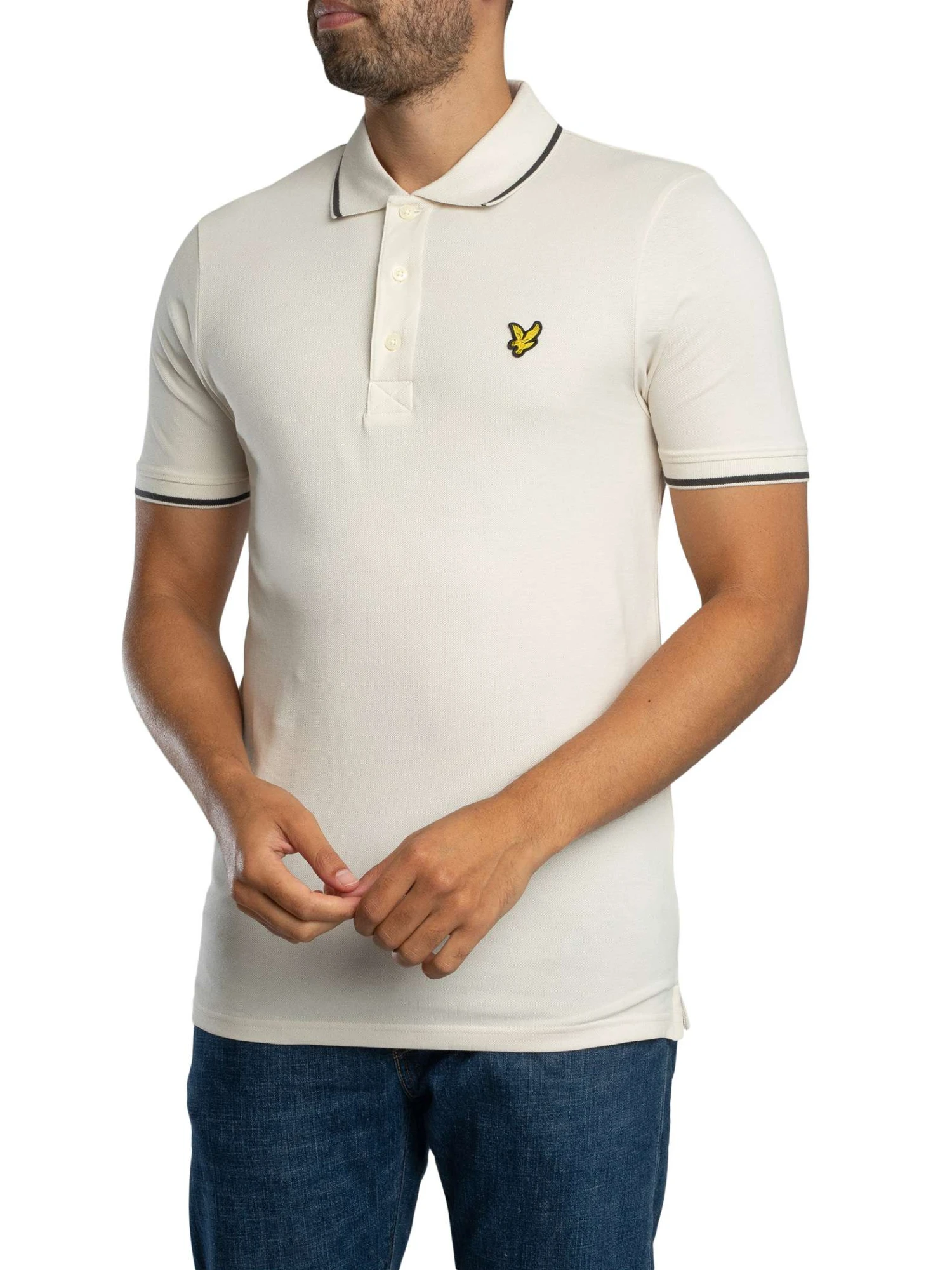 Lyle & Scott Tipped Polo Shirt - Chalk/Gunmetal Lyle & Scott Tipped Polo Shirt - Chalk/Gunmetal -Standout Store 57271b