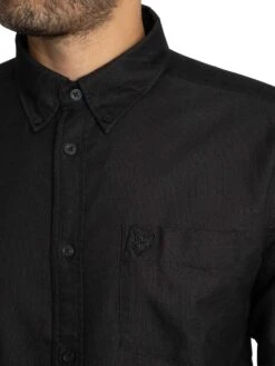 Lyle & Scott Tonal Eagle Plain Oxford Shirt - Jet Black -Standout Store 57273d