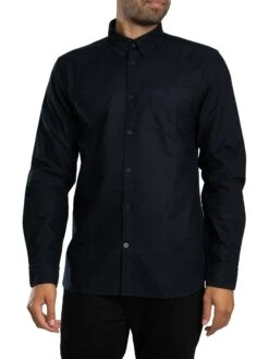Lyle & Scott Tonal Eagle Plain Oxford Shirt - Dark Navy