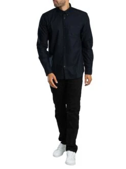 Lyle & Scott Tonal Eagle Plain Oxford Shirt - Dark Navy -Standout Store 57274e