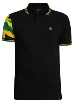 Trojan Flag Sleeve Pique Polo Shirt - Black -Standout Store 57294f