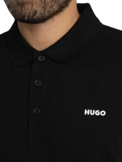 HUGO Donnolong Longsleeved Polo Shirt - Black -Standout Store 57411d