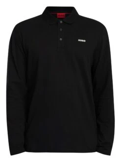 HUGO Donnolong Longsleeved Polo Shirt - Black -Standout Store 57411f