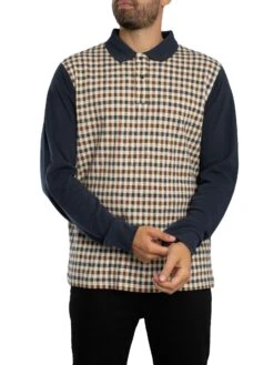 Aquascutum Iconic Front Longsleeved Polo Shirt - Navy -Standout Store 57478b