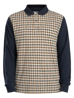 Aquascutum Iconic Front Longsleeved Polo Shirt - Navy -Standout Store 57478e