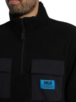 Deus Ex Machina Section Zip Neck Fleece - Black -Standout Store 57533d