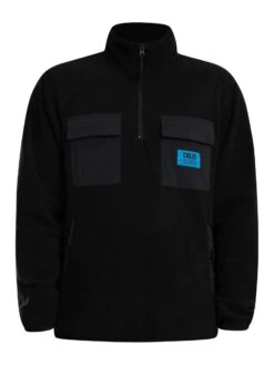 Deus Ex Machina Section Zip Neck Fleece - Black -Standout Store 57533e