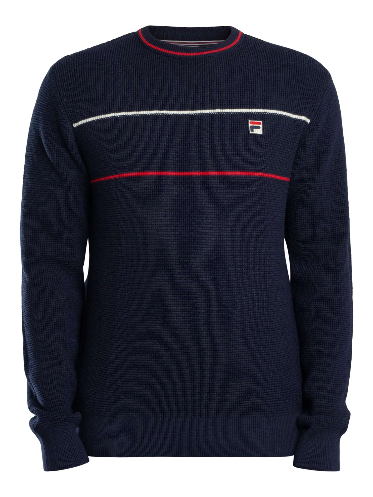 Fila Kallum Waffle Knitted Jumper - Navy/Gardenia/Red Fila Kallum Waffle Knitted Jumper - Navy/Gardenia/Red -Standout Store 57546e