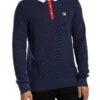 Fila Nowell Waffle Knitted Longsleeved Polo Shirt - Navy/Gardenia/Red