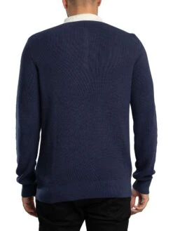 Fila Nowell Waffle Knitted Longsleeved Polo Shirt - Navy/Gardenia/Red -Standout Store 57552c