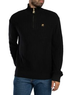 Fila Stevie 1/4 Zip Funnel Neck Knit - Black