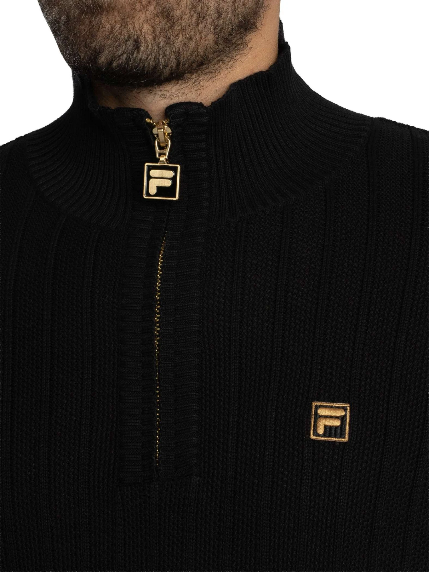 Fila Stevie 1/4 Zip Funnel Neck Knit - Black Fila Stevie 1/4 Zip Funnel Neck Knit - Black -Standout Store 57558d