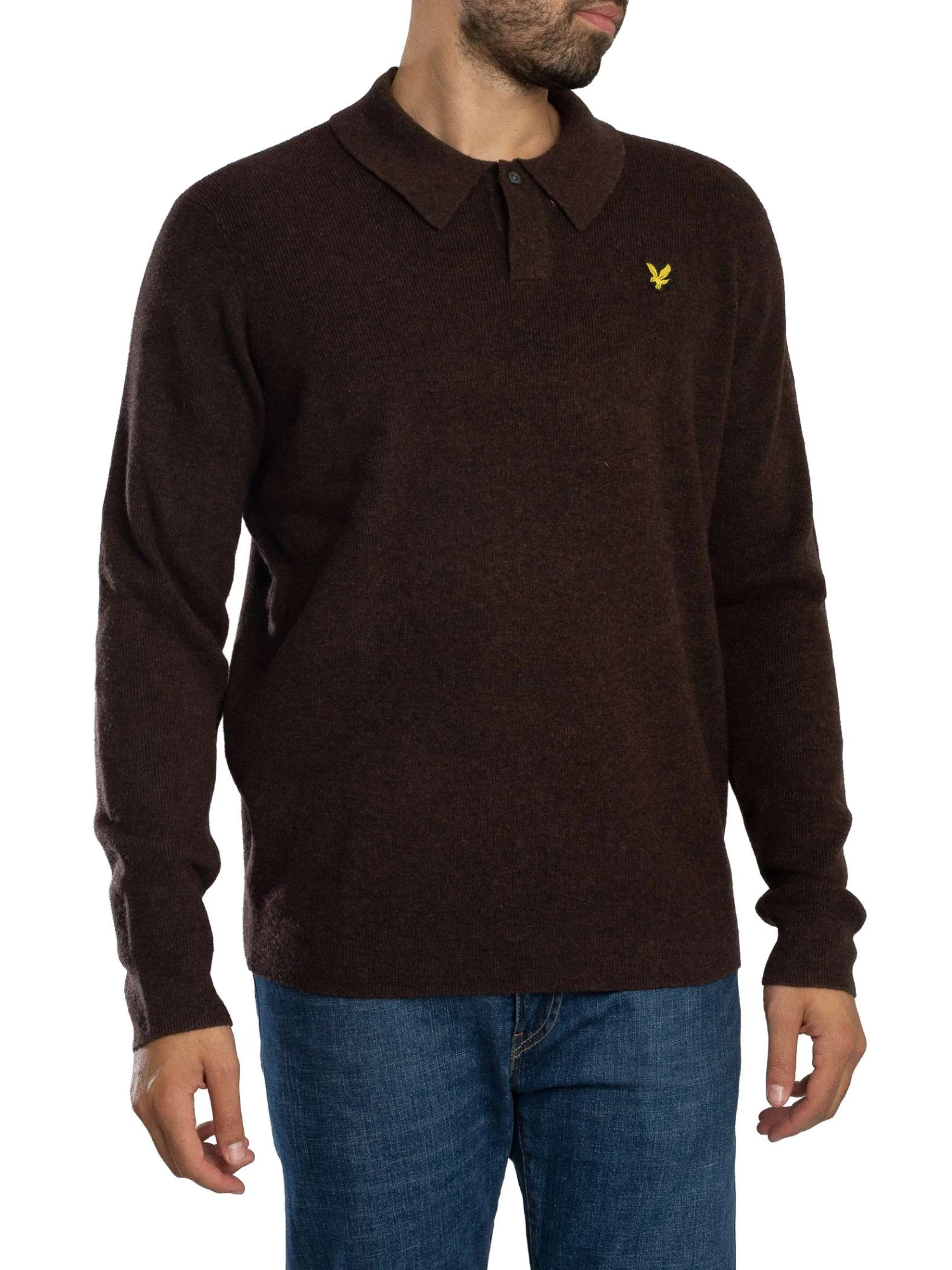Lyle & Scott Lambswool Blend Rugby Relaxed Polo Shirt - Bottle Brown Marl Lyle & Scott Lambswool Blend Rugby Relaxed Polo Shirt - Bottle Brown Marl -Standout Store 57585a