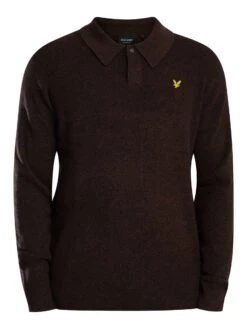 Lyle & Scott Lambswool Blend Rugby Relaxed Polo Shirt - Bottle Brown Marl 6 Lyle & Scott Lambswool Blend Rugby Relaxed Polo Shirt - Bottle Brown Marl -Standout Store 57585e