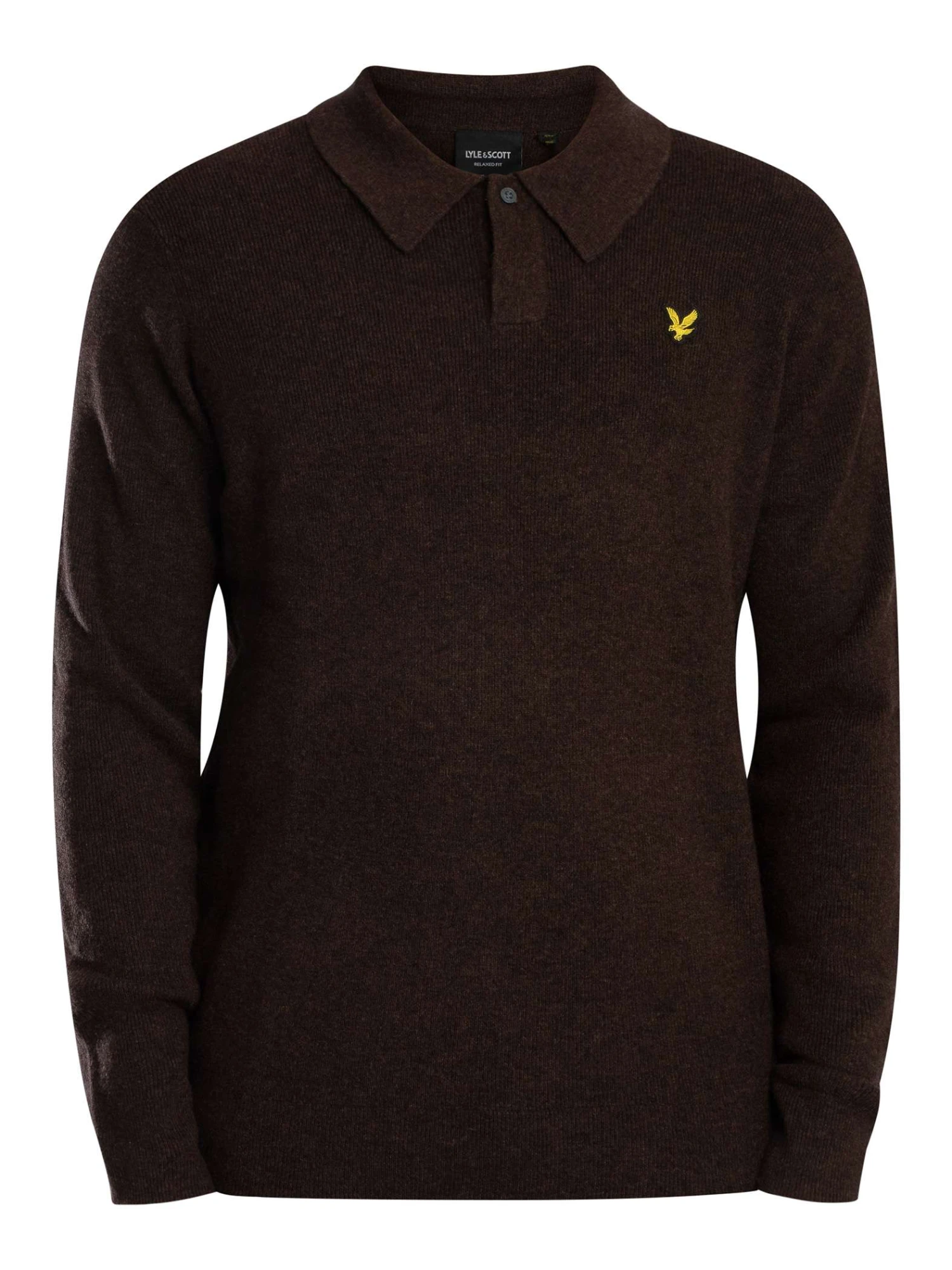 Lyle & Scott Lambswool Blend Rugby Relaxed Polo Shirt - Bottle Brown Marl Lyle & Scott Lambswool Blend Rugby Relaxed Polo Shirt - Bottle Brown Marl -Standout Store 57585e