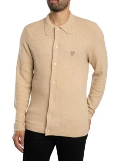 Lyle & Scott Textured Travel Knitted Overshirt - Chai