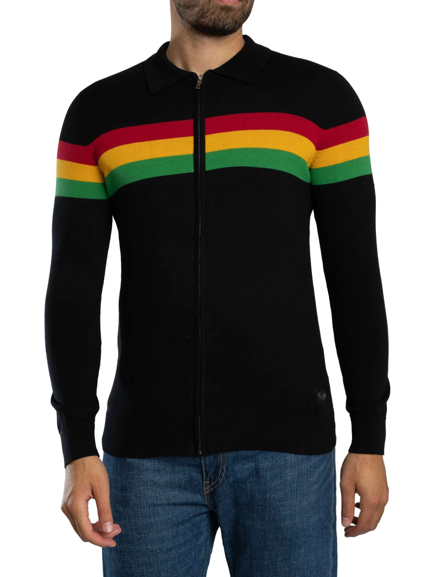 Trojan Colour Block Longsleeved Zip Polo Knit - Black Trojan Colour Block Longsleeved Zip Polo Knit - Black -Standout Store 57689a