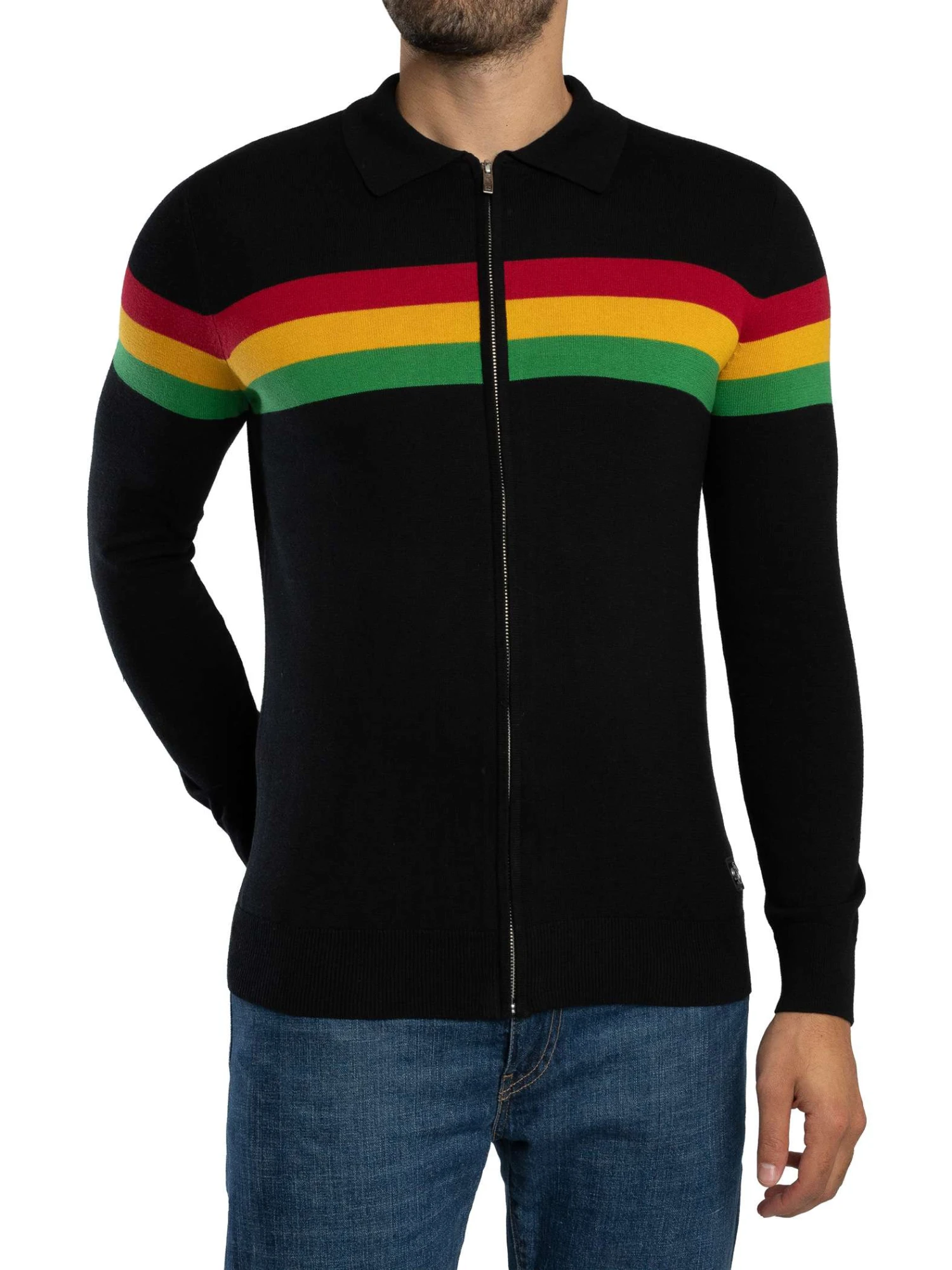 Trojan Colour Block Longsleeved Zip Polo Knit - Black Trojan Colour Block Longsleeved Zip Polo Knit - Black -Standout Store 57689b