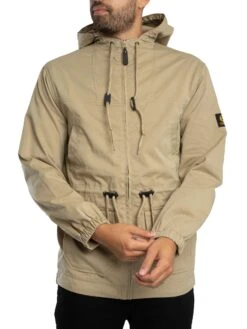 Trojan Twill Badged Parka Jacket - Stone -Standout Store 57693b
