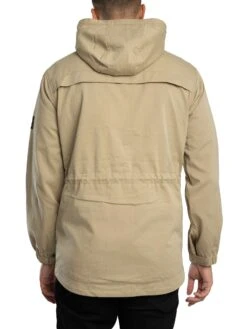 Trojan Twill Badged Parka Jacket - Stone -Standout Store 57693c