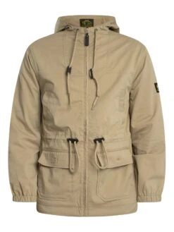 Trojan Twill Badged Parka Jacket - Stone -Standout Store 57693g